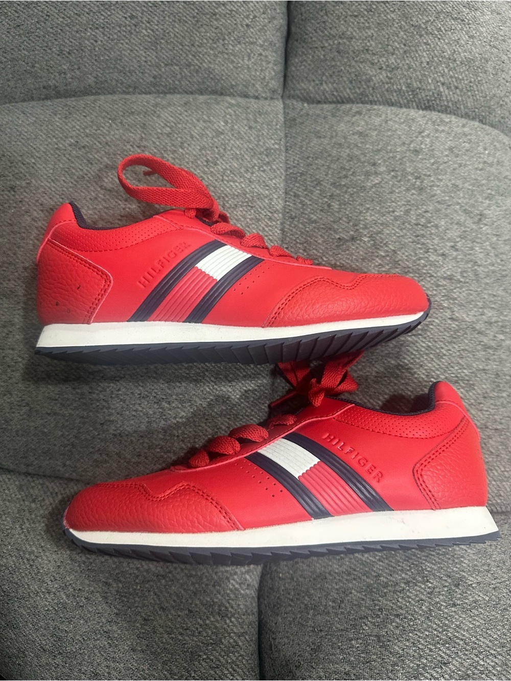 Tommy Hilfiger Red Sneakers with White & Navy Stripes